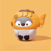 5″ Cute Funny Penguin Theme Gray Silicone AirPods Case